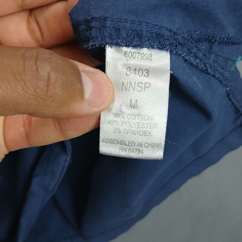 Couture Scrub Top Womens Medium Blue Cotton Embroidered Logo V Neck Medical - Picture 6 of 10